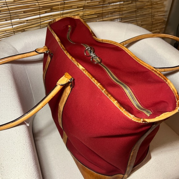 🍎Coach Red and Tan Large vintage travel Tote Bag🍎 - Picture 5 of 10